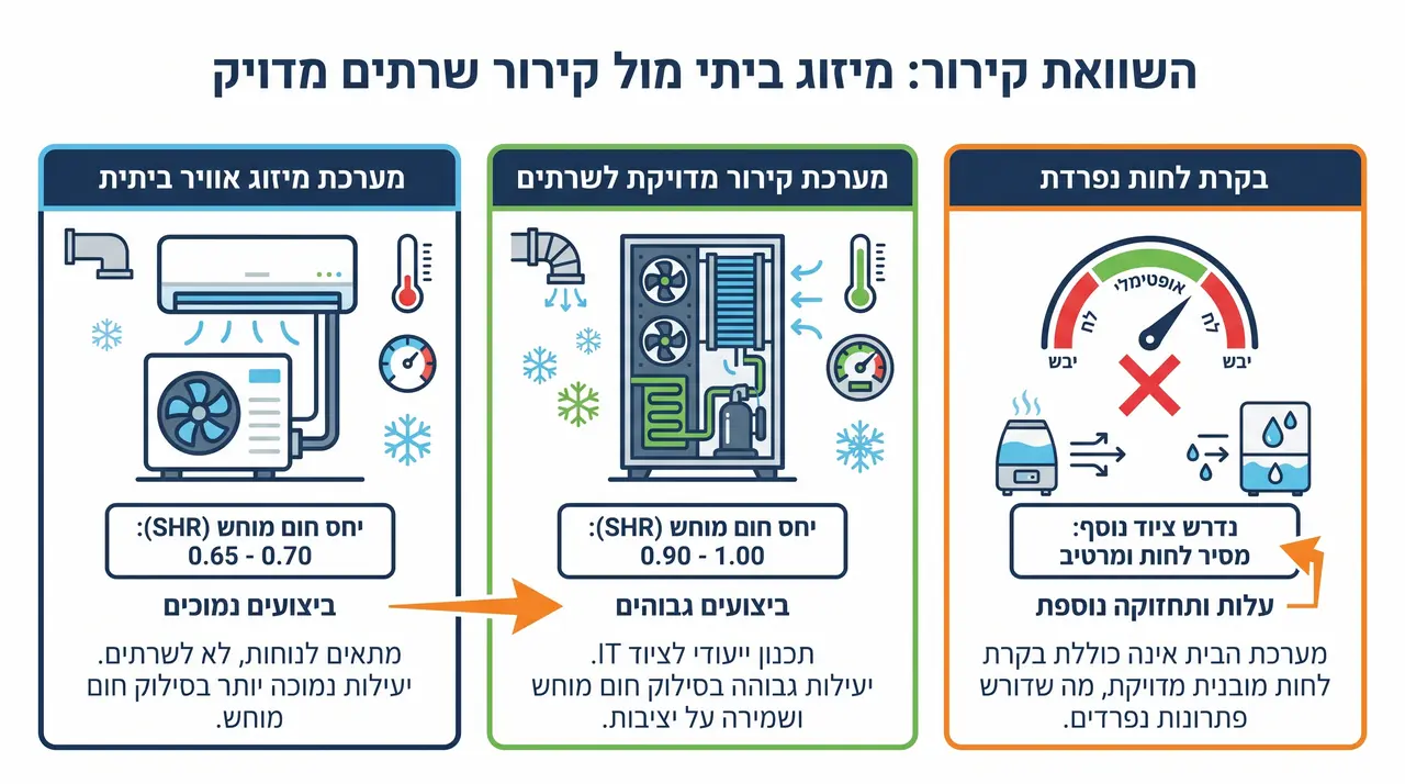 האם אפשר להשתמש במזגן נגיל לחדר שרתים?