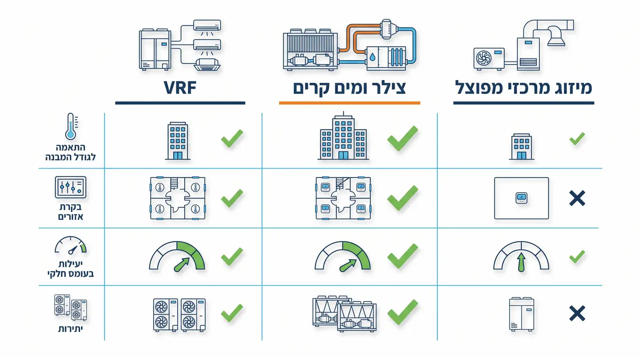 השוואה בין סוגי מערכות למבני ציבור