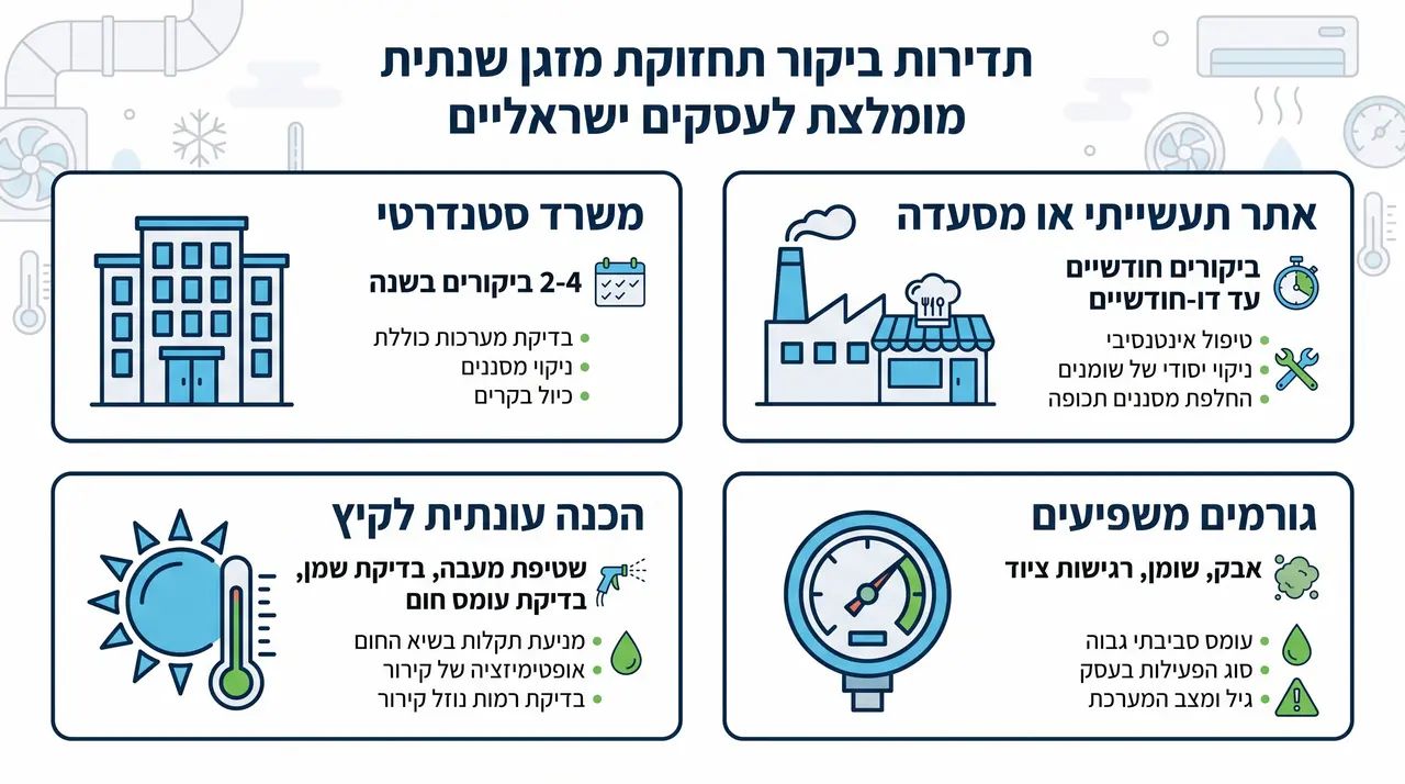 כמה ביקורי תחזוקה בשנה צריך עסק, ומה התדירות המומלצת?